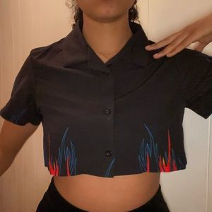 Flaming Black Colar Top
